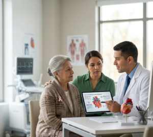 “Chequeo cardiovascular y evaluación del corazón en consulta médica”